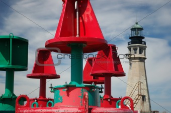 Buoys and lighthouse