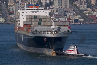 Tug & container ship