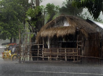 Grass Hut and rain storm