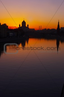 Russia the city of Moscow in beams of the coming sun 