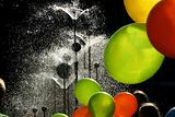 fountain and baloons