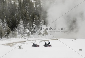 Snowmobiles and hotsprings
