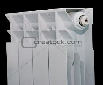 white radiator on black background with clipping path
