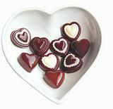 Hand-made chocolate valentine hearts