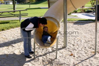 Mother and Child Playing in the Park