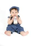 Baby with a milk bottle