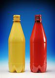 Plastic bottles yellow and red
