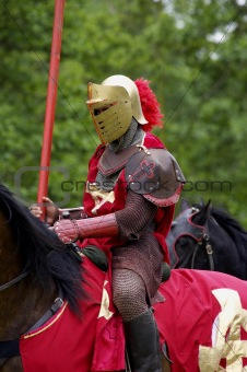 red knight on horseback