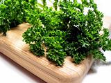 Fresh parsley on cutting board