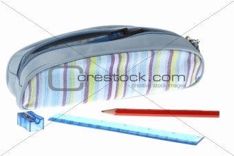 Pencil case on a white background