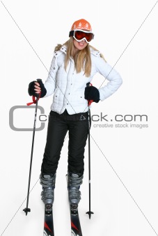 Female wearing ski gear