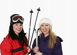 Women with skis - horizontal