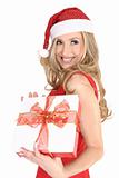 Smiling girl with a Christmas gift