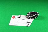 Poker - A Pair of Aces with Poker chips
