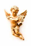 Bronze angel holding a harp