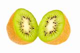 Two half of kiwi fruit