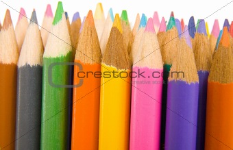 coloured pencils in a row
