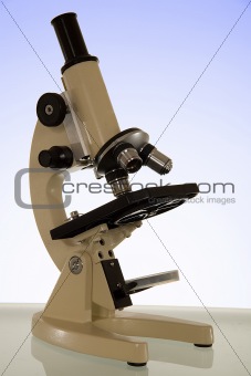 Microscope - against blue graduated background - with clipping m