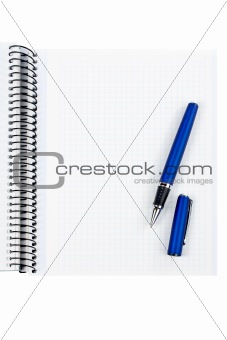 Pen and blank notebook sheet