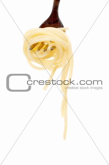 Rolled spaghetti on a fork