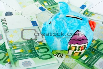 Piggy bank on euro money