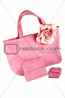 Assortment of pink handbags