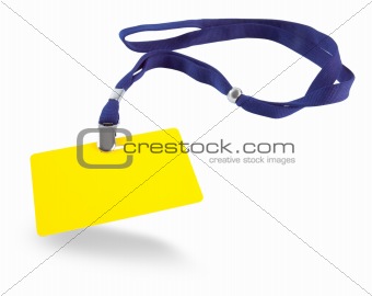 Yellow ID card and blue lanyard