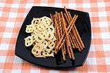 Crackers and salty sticks to beer