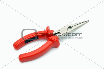 Flat-nose pliers with red handles