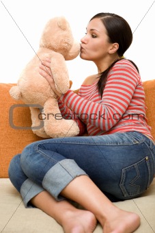 woman with teddybear