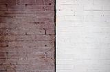Two Different Color Brick Walls Meet