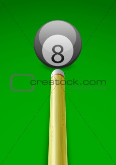 Vector illustration of a billiard ball with stick