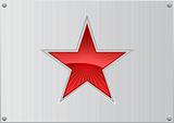 Vector red star on aluminum background
