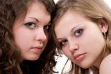 Two sexy beauty young women. Isolated 2