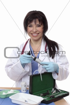 Doctor with medical equipment.