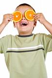 Boy with orange slices