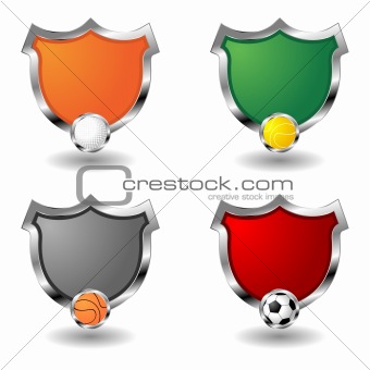 Empty sport badges over white
