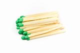 Green wooden matches isolated