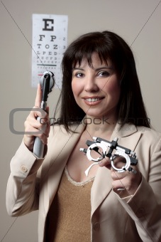 Eye doctor with equipment