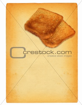 sheet of old paper with toast bread motif
