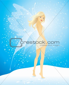 Vector pretty girl with butterfly wings