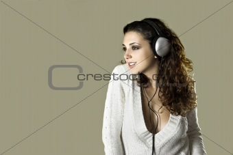 Sexy woman listening music