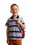 Schoolboy with books and backpack 2