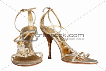 Female shoes of gold colo