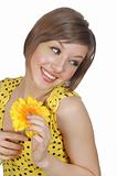 atrractive girl with yellow flower