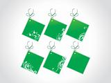price tags with floral elements, green
