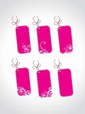 price tags with floral elements, pink