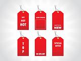 tags for new stock in red