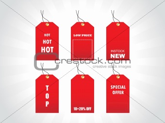 tags for new stock in red