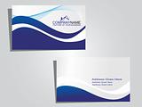 business card with blue wave in background